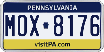 PA license plate MOX8176