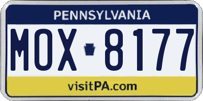 PA license plate MOX8177