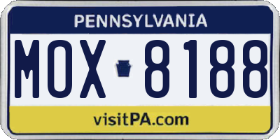PA license plate MOX8188