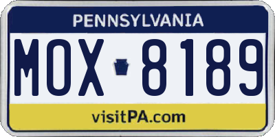 PA license plate MOX8189