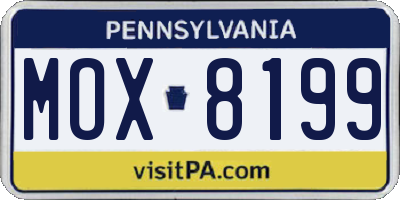 PA license plate MOX8199
