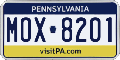 PA license plate MOX8201