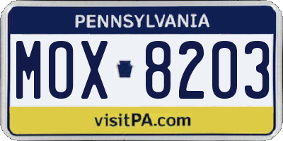 PA license plate MOX8203