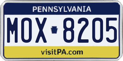 PA license plate MOX8205