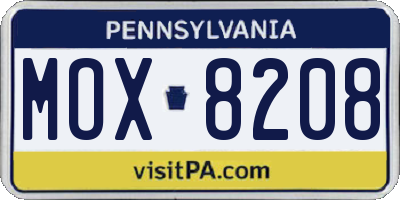 PA license plate MOX8208