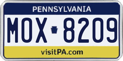 PA license plate MOX8209