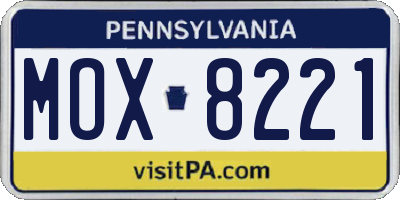 PA license plate MOX8221