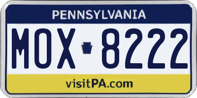 PA license plate MOX8222