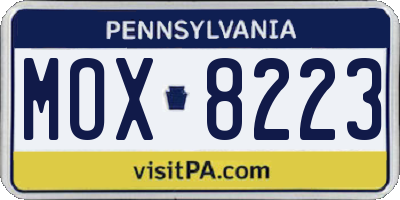 PA license plate MOX8223