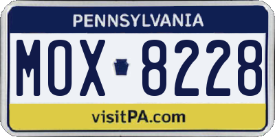PA license plate MOX8228