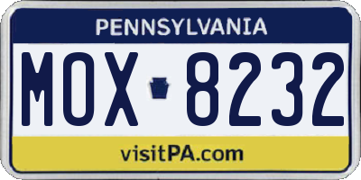 PA license plate MOX8232