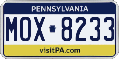PA license plate MOX8233