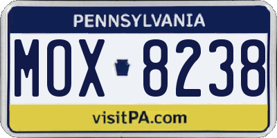 PA license plate MOX8238