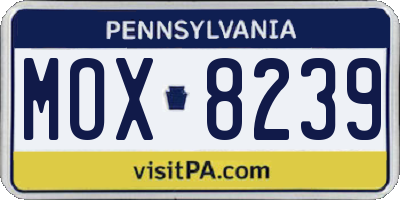 PA license plate MOX8239