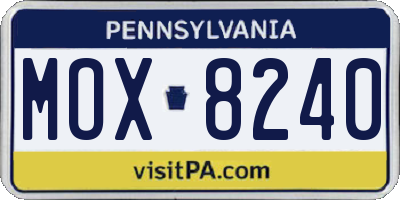 PA license plate MOX8240