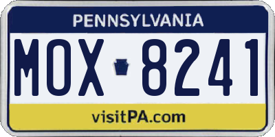 PA license plate MOX8241