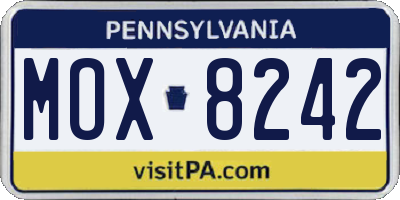 PA license plate MOX8242