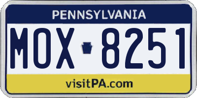 PA license plate MOX8251