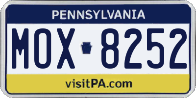 PA license plate MOX8252