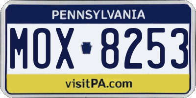 PA license plate MOX8253