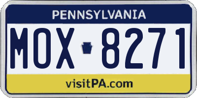PA license plate MOX8271