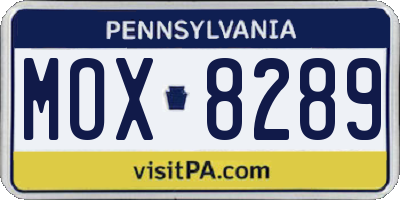 PA license plate MOX8289