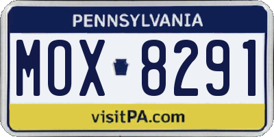 PA license plate MOX8291