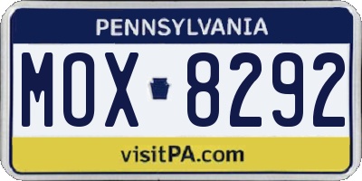PA license plate MOX8292