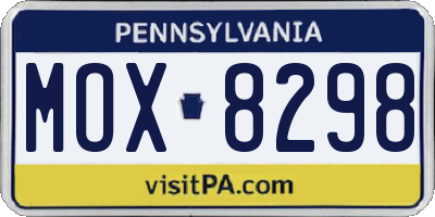 PA license plate MOX8298