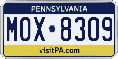 PA license plate MOX8309