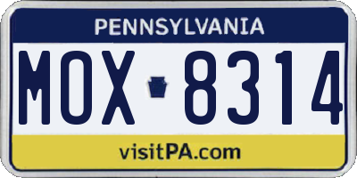PA license plate MOX8314