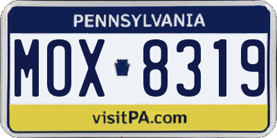 PA license plate MOX8319