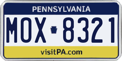 PA license plate MOX8321