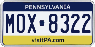 PA license plate MOX8322
