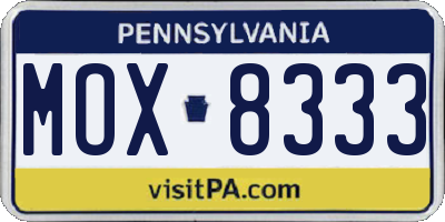 PA license plate MOX8333