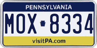 PA license plate MOX8334