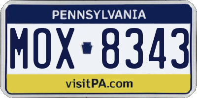 PA license plate MOX8343