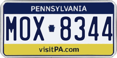 PA license plate MOX8344