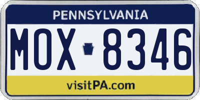 PA license plate MOX8346
