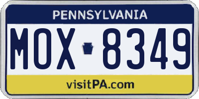 PA license plate MOX8349