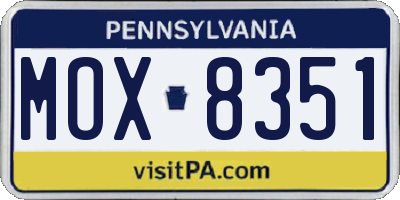 PA license plate MOX8351