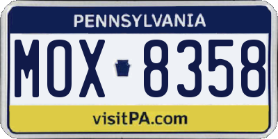 PA license plate MOX8358