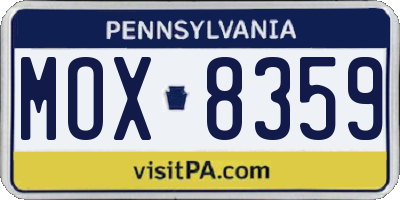 PA license plate MOX8359