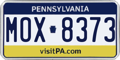 PA license plate MOX8373