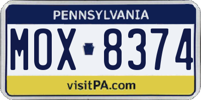 PA license plate MOX8374