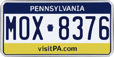 PA license plate MOX8376