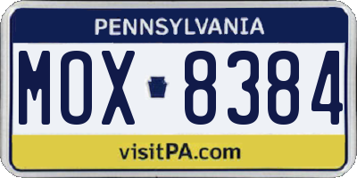 PA license plate MOX8384