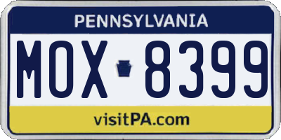 PA license plate MOX8399