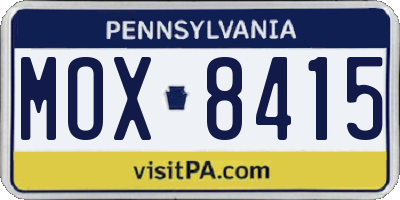 PA license plate MOX8415