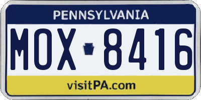 PA license plate MOX8416